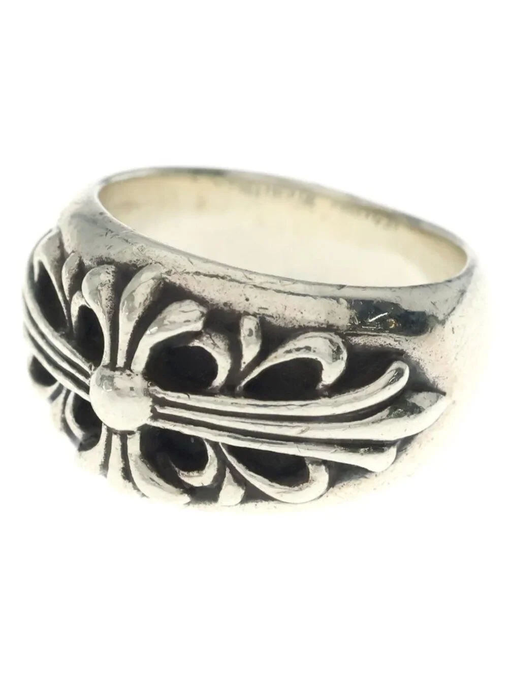 Chrome Hearts Flrl Crs Floral Cross Ring Silver